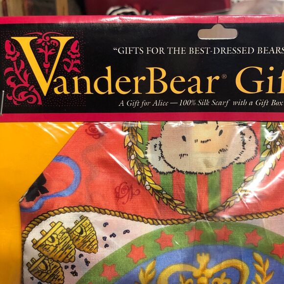 NEW Vintage VanderBear Gifts 100% Silk Scarf, Christmas 1997, A Gift for Alice - Picture 3 of 9